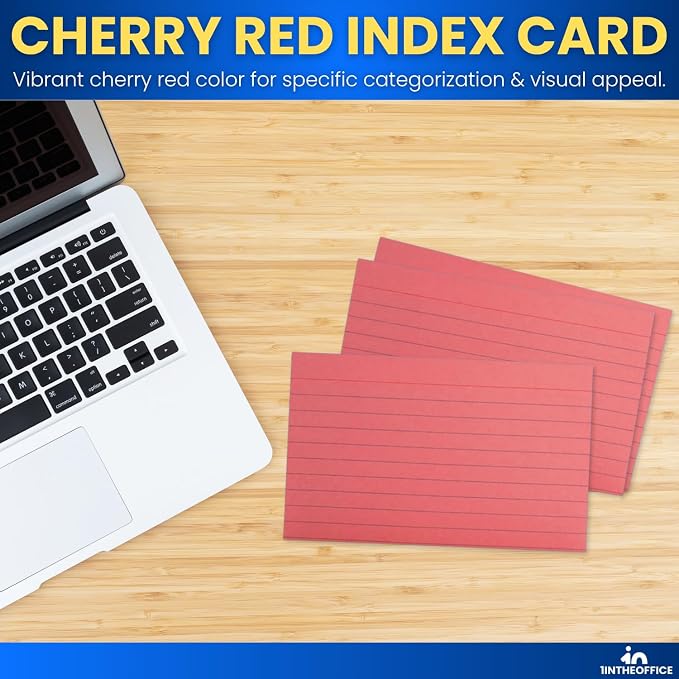1InTheOffice Index Cards 3x5, Colored Index Cards, Cherry Red, 400 Pack - Image 3