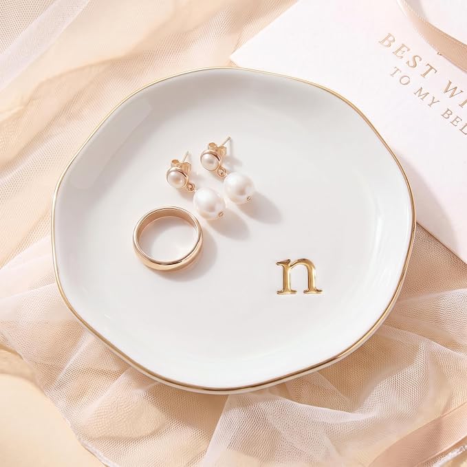 Ceramic Jewelry Tray, Personalized Initial Jewelry Dish by GIVITASOT