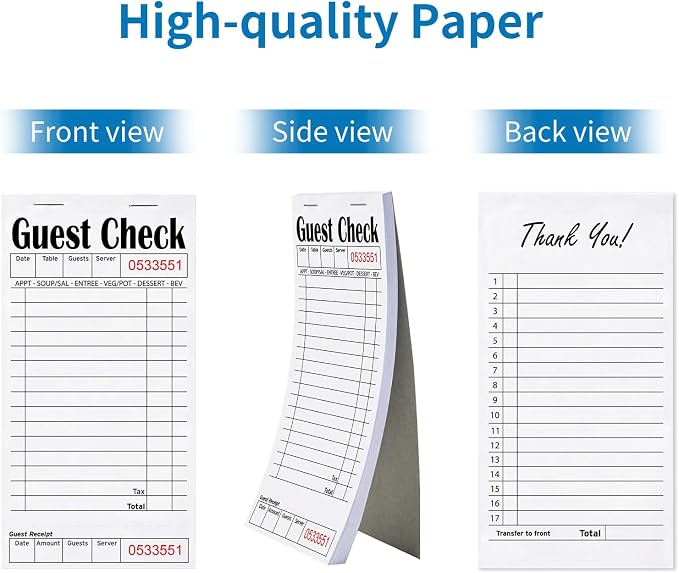 ZPARIK 48 Pack white Guest Checks Books - Image 2