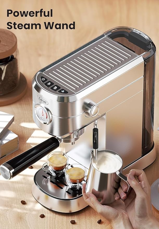 Gevi Commercial Espresso and Coffee Makers, Professional 20 Bar Espresso Maker with Milk Frother, Stainless Steel Expresso Coffee Machines for Home, Compact Cappuccino Machine, Great Gift-DeskLoop Office