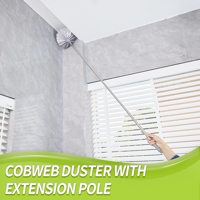 IVYROLL Cobweb Duster with Extension Pole, Spider Web Brush & Ceiling Cleaning - Image 2