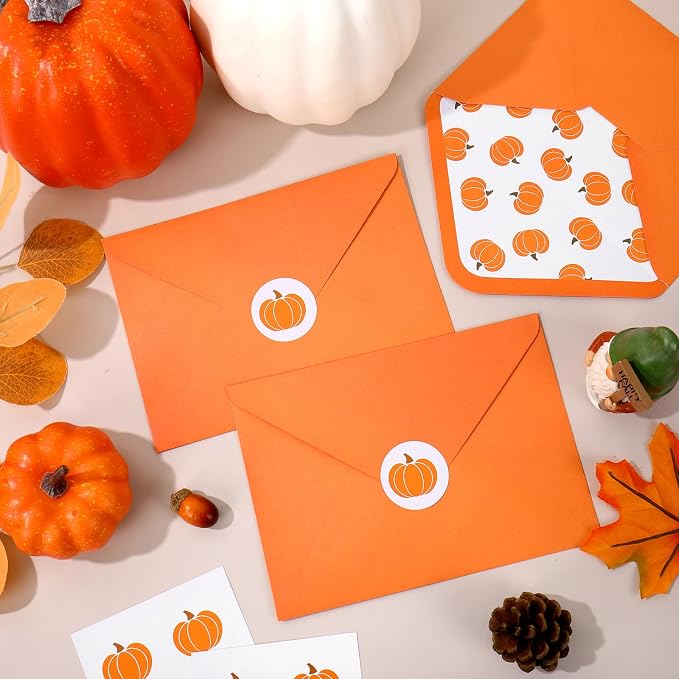 Whaline 50 Pcs Fall Invitation Envelopes Pumpkin Greeting Card Envelope Autumn - Image 5