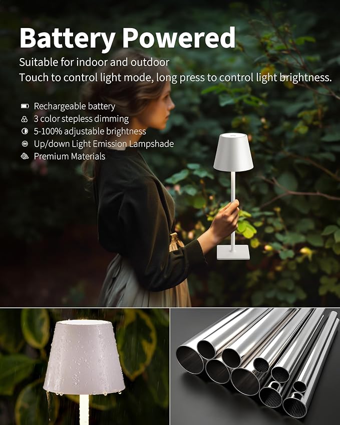 KDG 2 Pack Cordless Table Lamp, Portable LED Desk Lamp, 5000mAh Battery Operated - Image 4