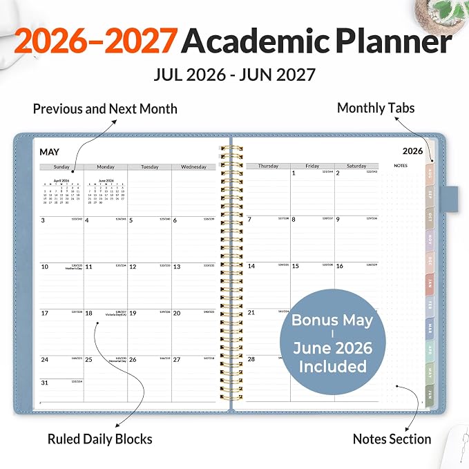 SUNEE 2026-2027 Weekly & Monthly Planner 9"x11.2" - Image 2