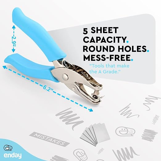 Enday Single Hole Punch – Blue 1/4" Hole Puncher Single - Image 4