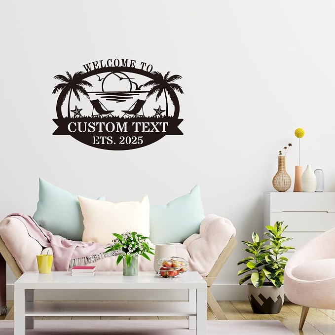 Custom Metal Coastal Beach House Welcome Sign, Personalized Patio and Pool Sign - Image 3