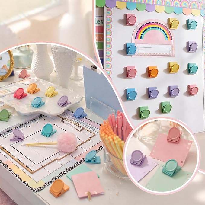 Harloon 8 Style 48 Pcs Pastel Magnetic Clips Pastel Classroom Decoration - Image 3
