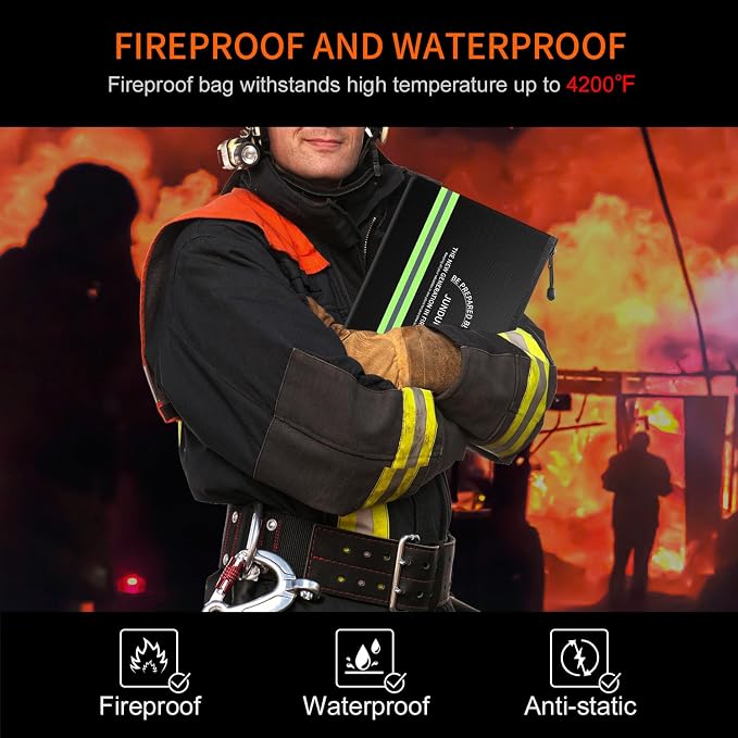 JUNDUN Fireproof Money Bag, 10.6"x6.7" Waterproof and Fireproof Cash Bag - Image 2