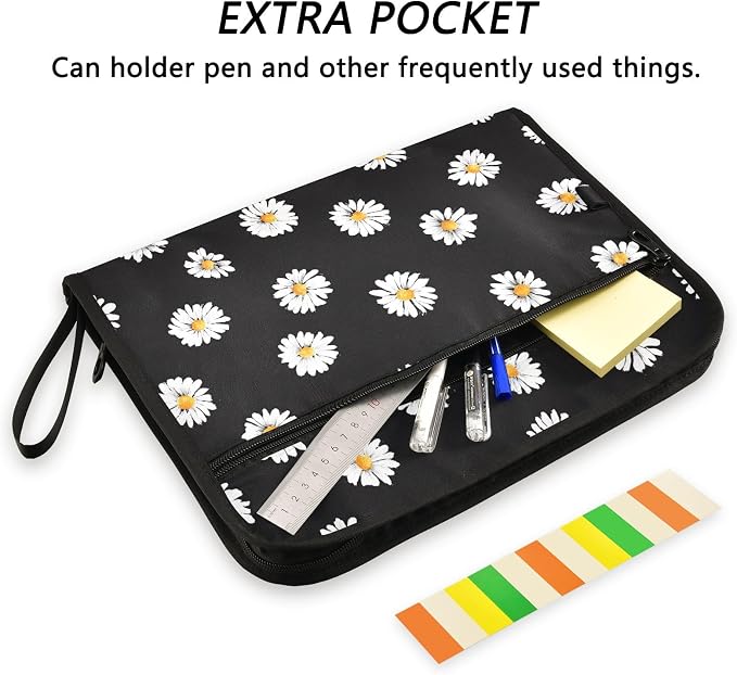 Expanding File Folder White Daisy Flower Black Accordion File Organizer 13 - Image 6