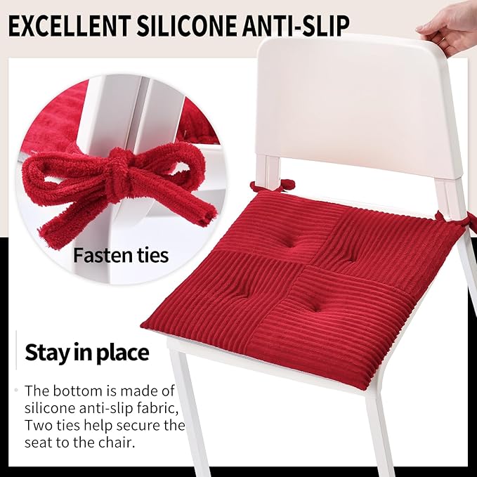 Office Stacking Chair Cushions 4 Pack, Corduroy High Density Foam Kitchen Seat - Image 5