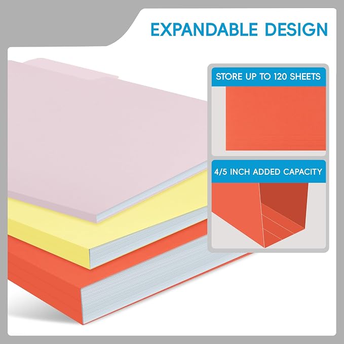 100 Packs Colored File Folders, 1/3 Cut Tabs File Folder, Lemon Yellow File - Image 4