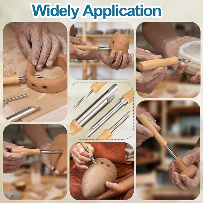 Amrules Clay Tools Kit, Wooden Handle and Stainless Steel Sculpting Tools Kit - Image 7