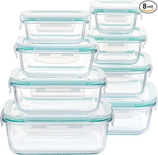 Vtopmart 8 Pack Glass Food Storage Containers by Vtopmart