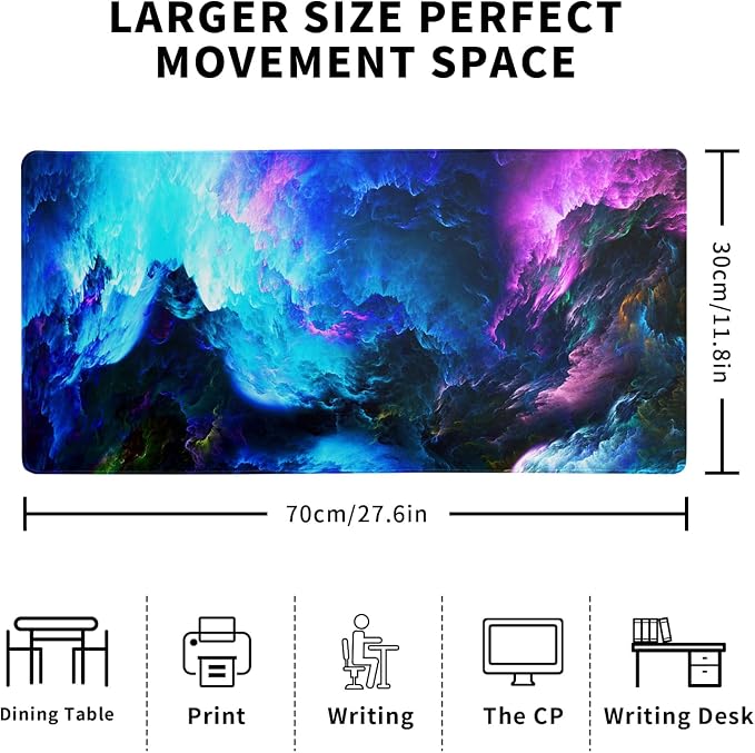 Dazzling Galaxy Gaming Mouse Pad 27.6x11.8 Inch Blue Purple Galaxy Nebula - Image 2