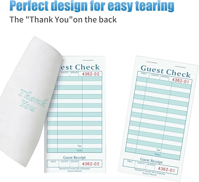 Guest Checks Books for Servers, Server Note Pads, Waitress Notepad for - Image 3