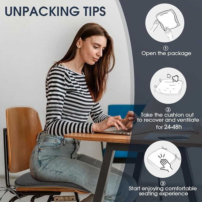 TushGuard Chair Cushions, 4 Pack Memory Foam Chair Pads, Thin Seat Cushion - Image 6