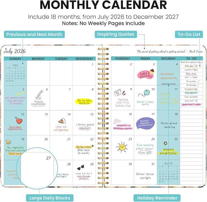 Monthly Planner 2026-2027, Aesthetic 2 Year Months Planner Calendar, 18-Months - Image 2