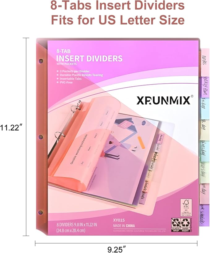 48 Counts 8-Tab Binder Dividers, Index Pockets - Image 2