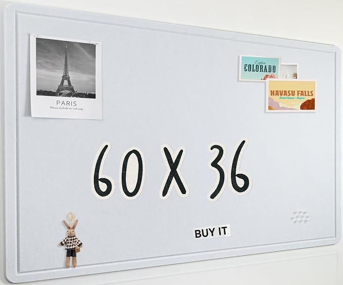 AKTOP White Cork Bulletin Board 60" x 36", Large Foldable Felt Notice Pin Board by Buynow