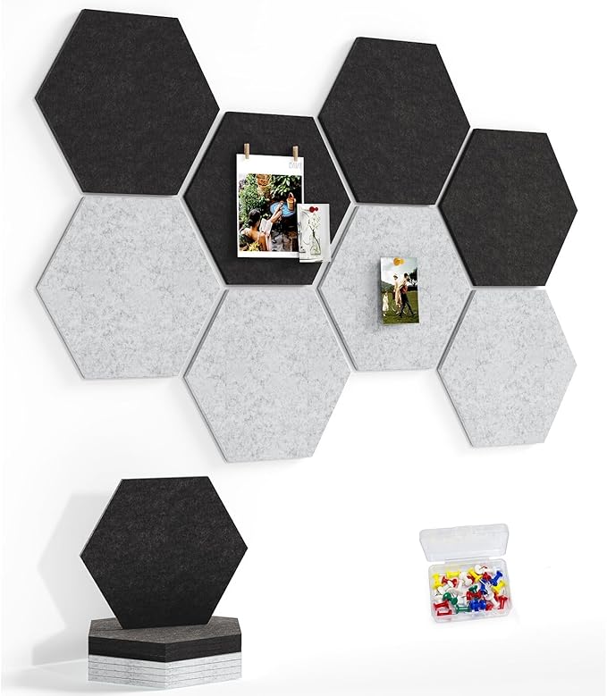 8 Pack Hexagon Felt Bulletin Board Tiles by Uoisaiko