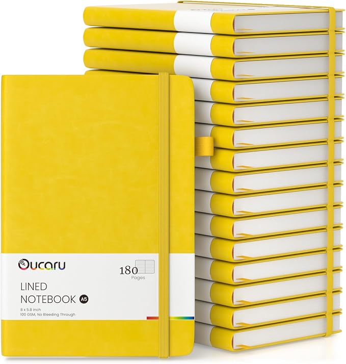 Oucaru Lined Journal Notebook, 16 Pack, 180 Pages, A5 Journals by Oucaru