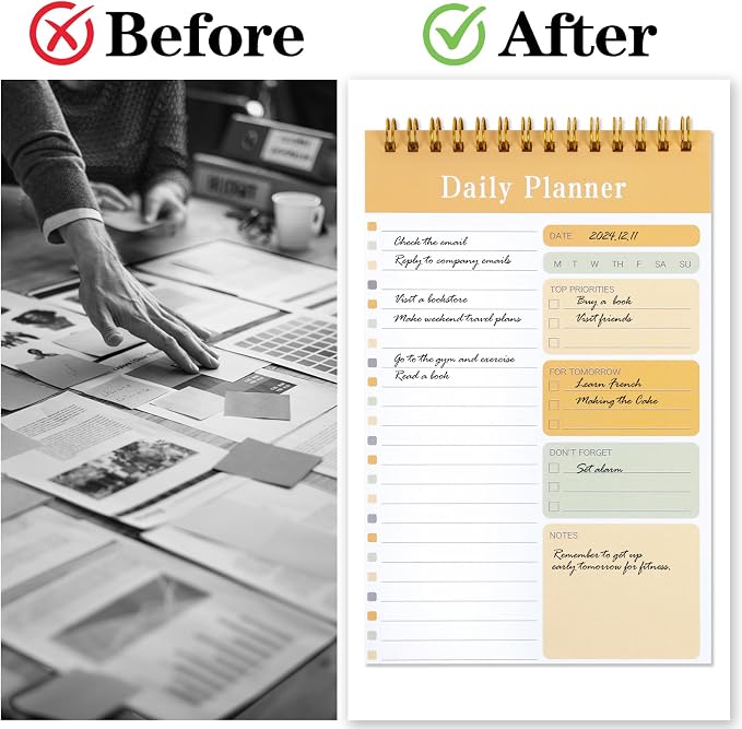 LABUK 10 Pack Daily To Do List Notepads 5" x 8" Daily Planner 30 Sheets Spiral - Image 6