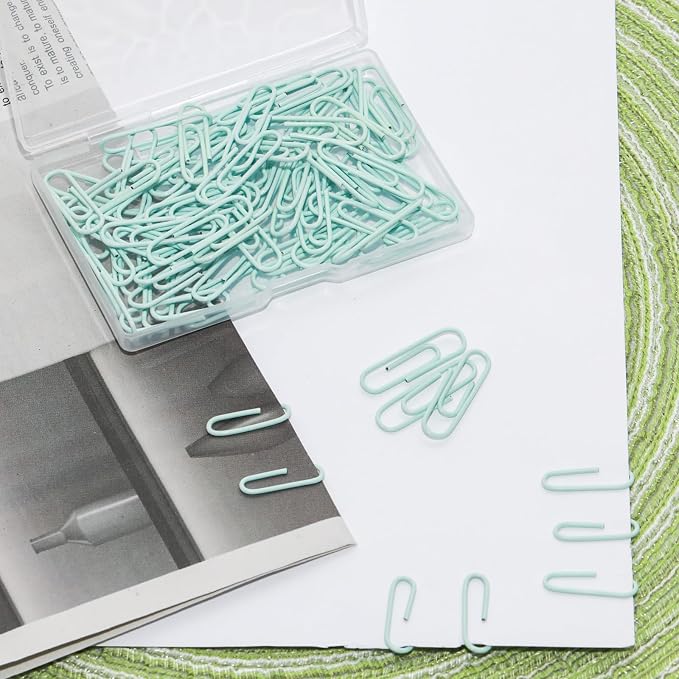 100 Pcs Mint Green Paper Clips, 1.1 Inch Colorful Paperclips | Vinyl Coated - Image 5