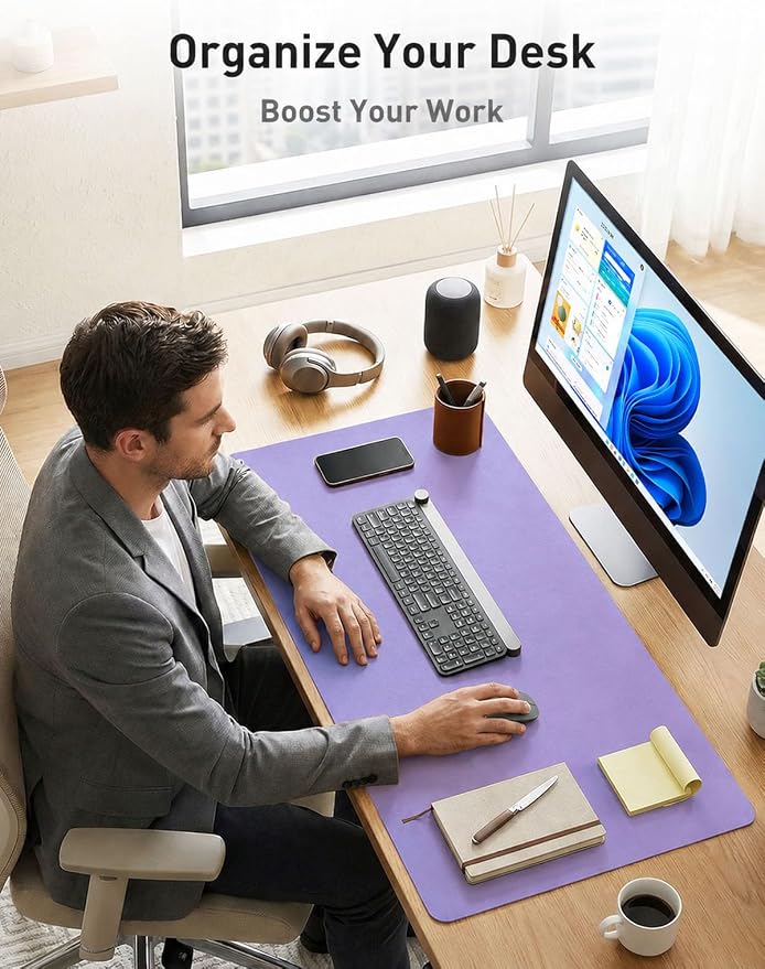 Aothia Faux Leather Desk Mat | Creates A Clean, Organized Workspace - Image 3