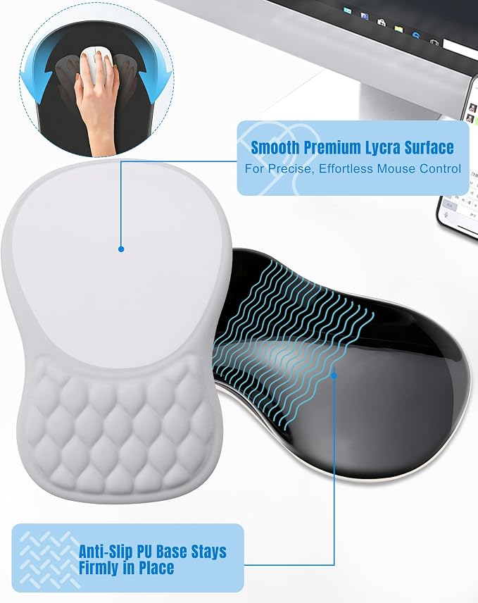 Ergonomic Mouse Pad with Wrist Rest, Slope Design Memory Foam Support, Smooth - Image 5