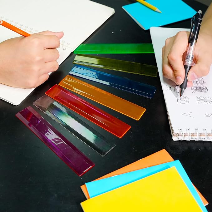 14 Packs 6 Inch Small Rulers for Kids, Plastic Ruler for School | Assorted - Image 6