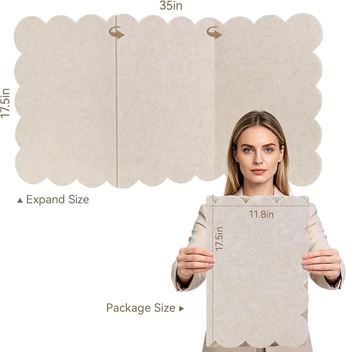 Lightomorrow Scalloped Bulletin Board, 35 x 17.5 Inches Felt Pin Board - Image 4