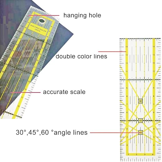 Quilting Rulers, 7 Piece Acrylic Ruler, Fabric Cutting Ruler, Sewing & Quilting - Image 5