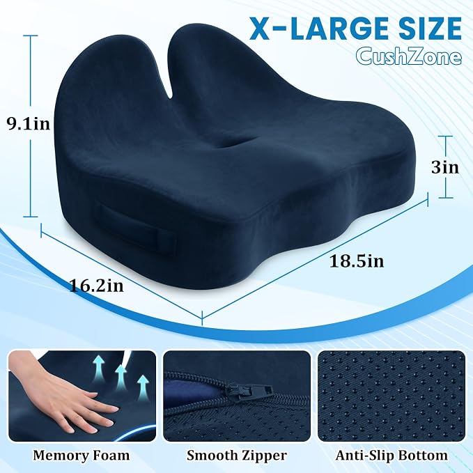CushZone Seat Cushion, Memory Foam Office Chair Seat Cushion - Image 2
