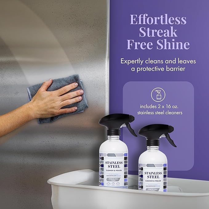 Therapy Stainless Steel Cleaner and Polish 100% USDA Biobased, Fingerprint and Residue Remover, Lavender Essential Oil Scent, Sink Cleaner, Grill Spray-DeskLoop Office