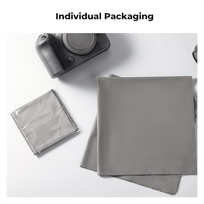 4 Pack 16''x16'' Extra Large Microfiber Cleaning Cloths, K&F Concept Oversized Microfiber Cloths for TV Screen, Electronics, Laptops, Telescope, Computers, Eyeglasses, Gray-DeskLoop Office