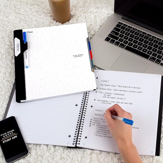 Five Star Advance Spiral Notebook + Study App, 5 Subject, College Ruled Paper - Image 8