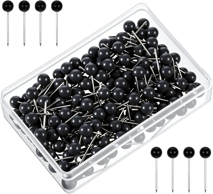 200 PCS Black Push Pins, Small Round Head Map Push Pins by Unknown