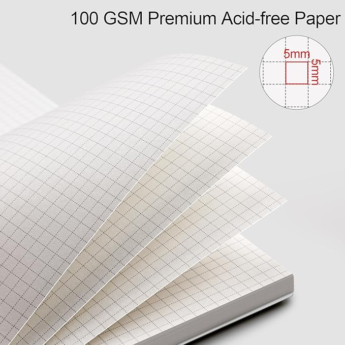 AHGXG Graph Paper Notebook - Spiral Notebook 8.5" x 11", A4 Large Graph Notebook, 100 gsm Thick Grid Paper, Waterproof Plastic Cover Journals for School Writing Engineering Math, Transparent-DeskLoop Office