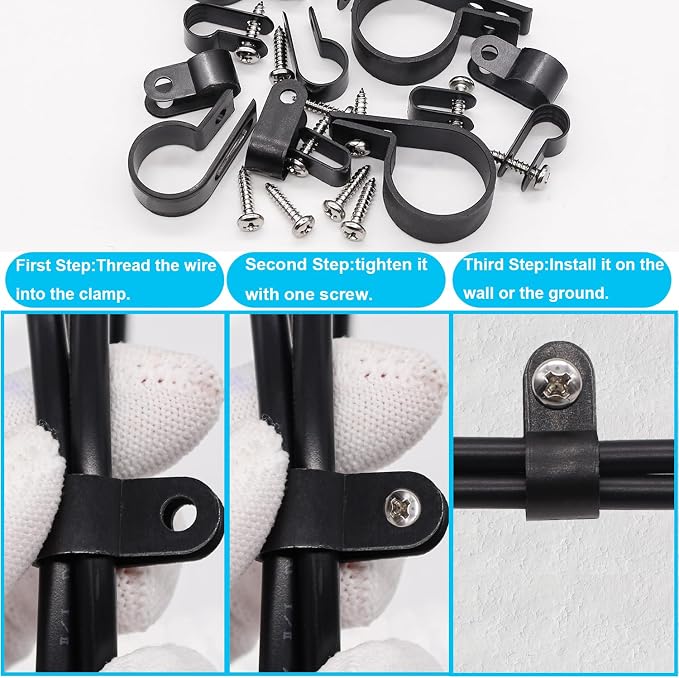 TWTADE 306PCS Black Cable Clamps Nylon Plastic R-Type 6 Sizes 3/16'' 1/4'' - Image 5