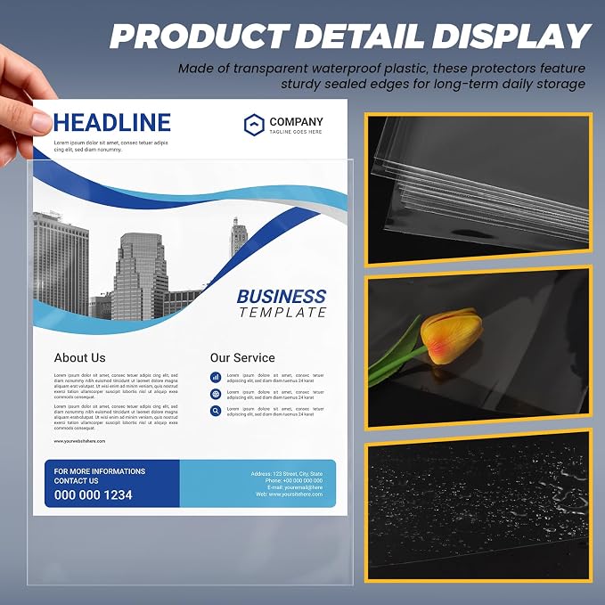 50 Pcs Crystal Clear Sheet Protectors, Letter Size 8.5" x 11" Plastic Paper - Image 3