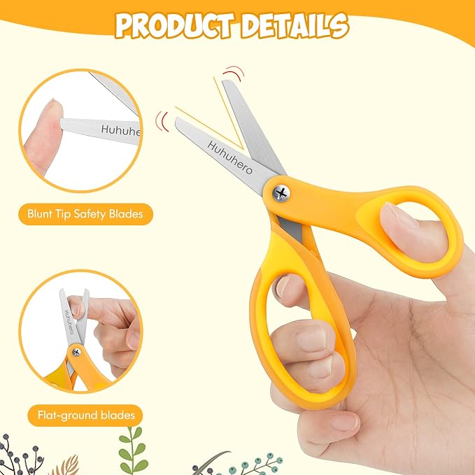 Huhuhero Kids Scissors, Soft Grip Craft Cutting Scissors - Image 3
