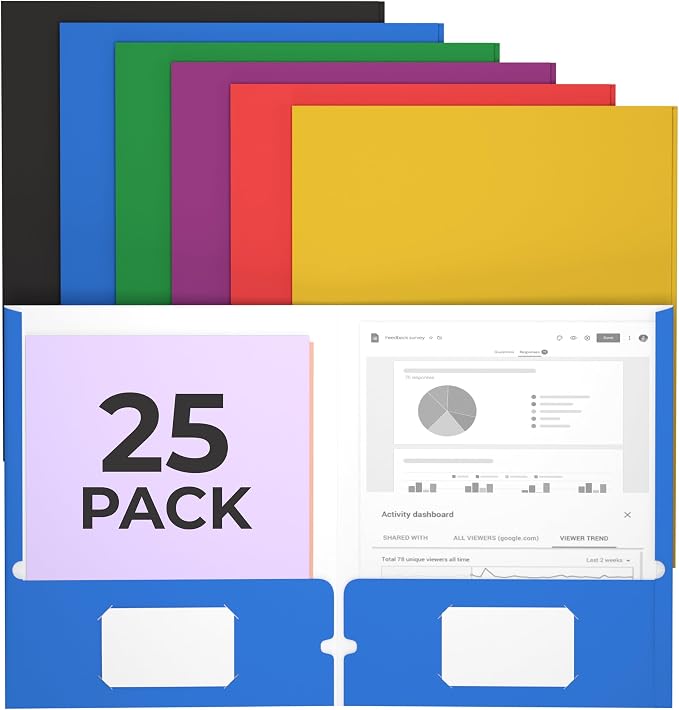 Folders with Pockets 2 Pocket Folders Bulk, Holds 100 Sheets Assorted Colors by VEEBOOST