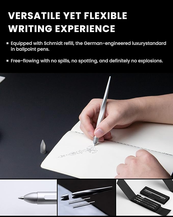 novium Hoverpen Interstellar - German-engineered Ballpoint Pen with Magnetic Features, Starlight Silver-DeskLoop Office