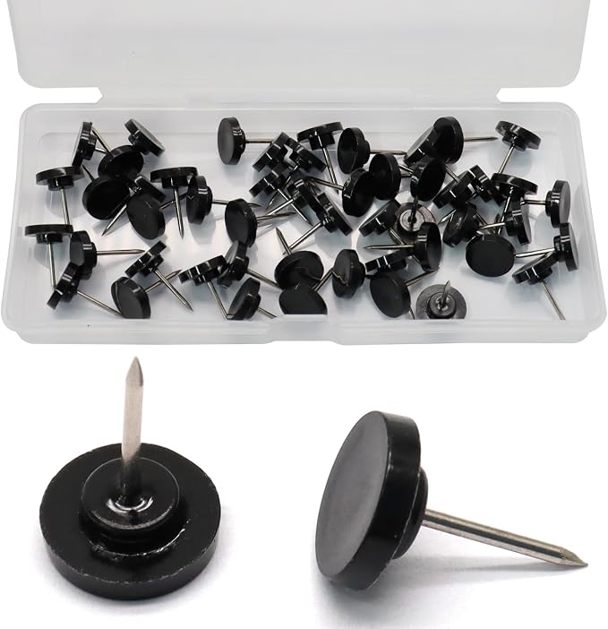 Biaungdo 50 Pcs Black Flat Push Pins, Plastic Round Head Thumb Tacks by Biaungdo
