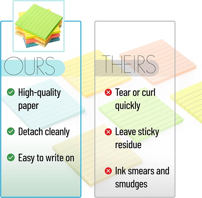 Mr. Pen- Lined Sticky Notes, 6 Pads, 45 Sheets/Pad, Pastel Color | Sticky Notes - Image 4