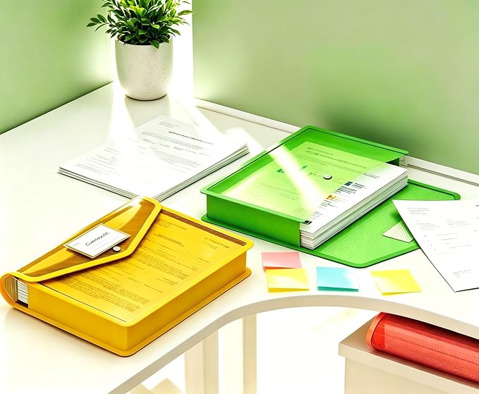 3 Pack A4 Transparent Plastic File Envelopes, Office & Home - Image 5
