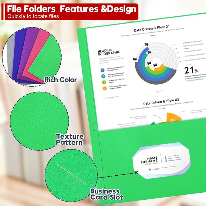 Folders with Pockets, 100 Pack Letter Size Thick Paper 2 Pockets Folders with - Image 2