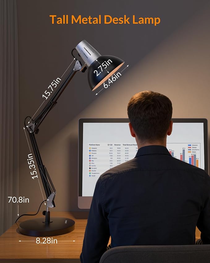 LEPOWER Metal Desk Lamp, Adjustable Goose Neck Architect Table Lamp - Image 2