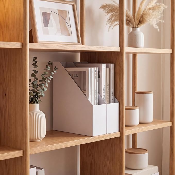 EXYGLO 6 Pack White Magazine File Holder, Cardboard Magazine Rack - Image 7