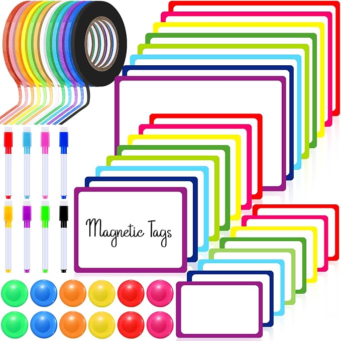 Meanplan 176 Pcs White Board Accessories Set 144 Magnetic Dry Erase Labels 12 by Meanplan